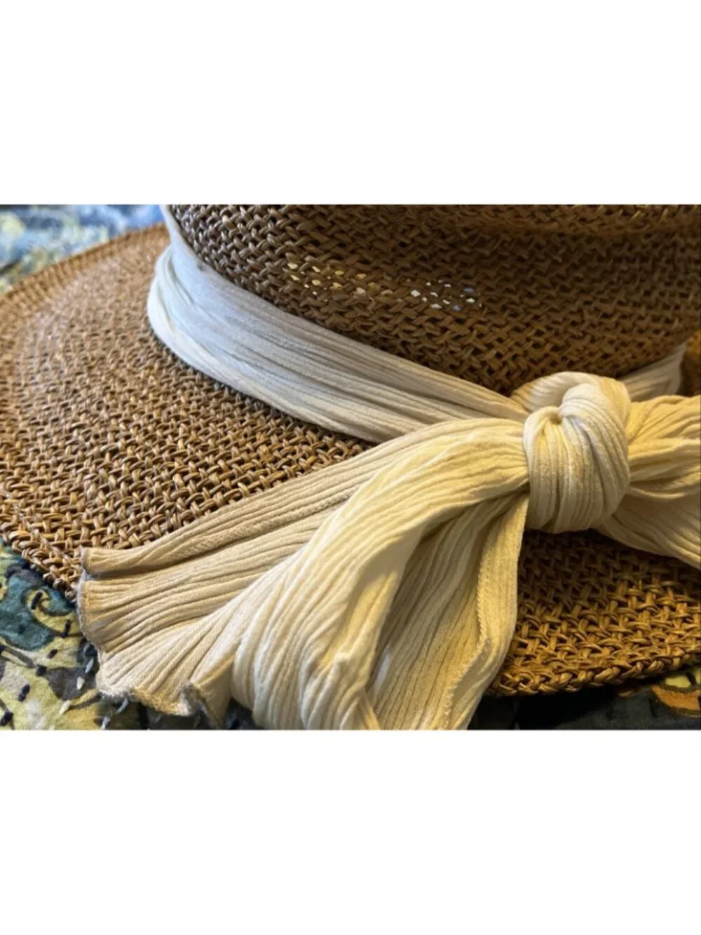 The Scala Collection Brimmed Straw Hat With Bow Back One Size